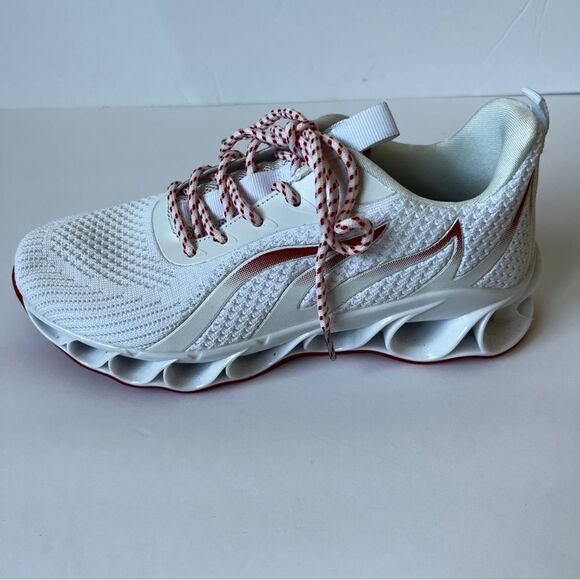AprilSprings Women’s White/Red Walking Non Slip Blade Fashion Athletic Sneakers - Picture 3 of 6